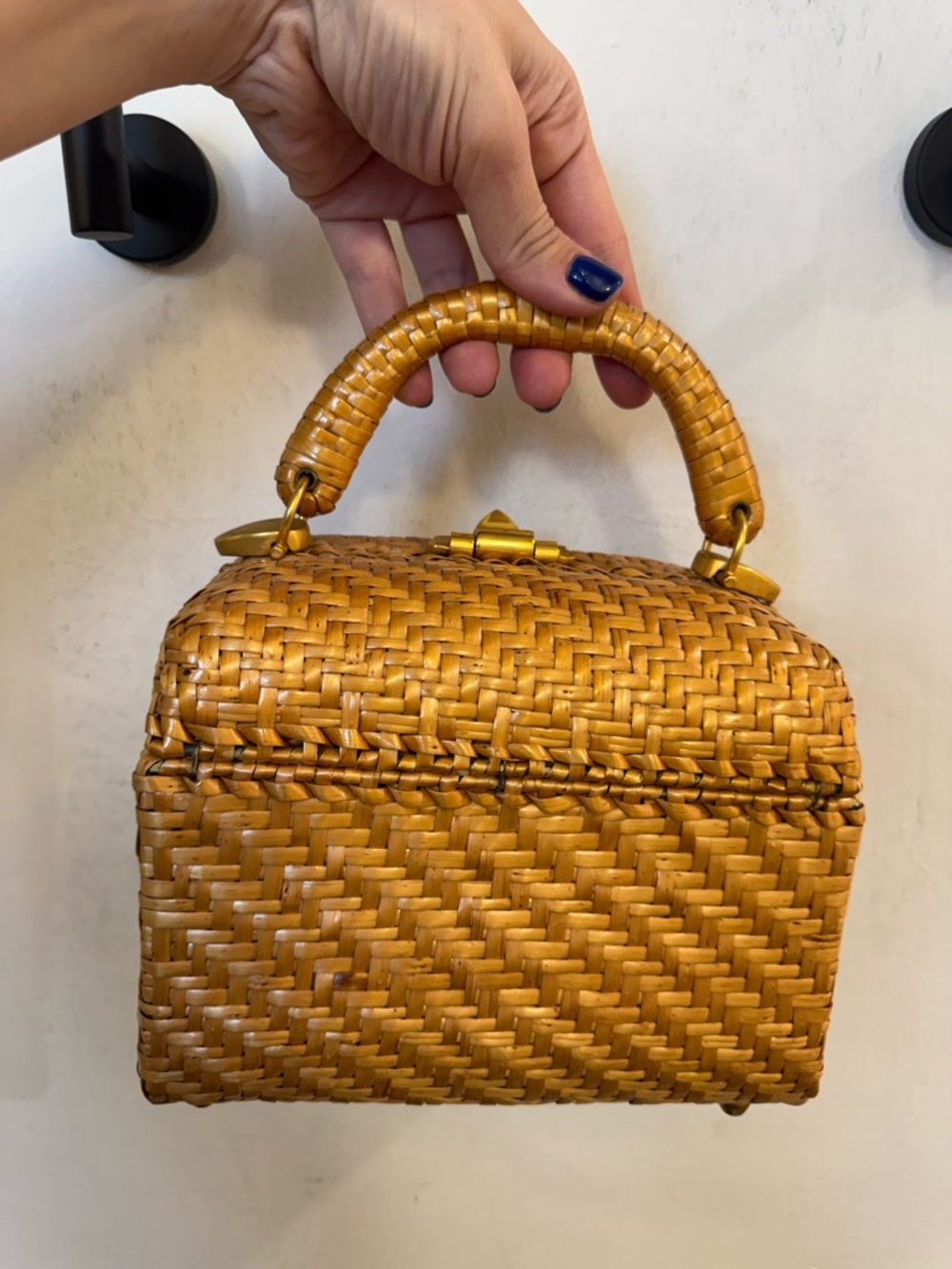 Vintage and unique Woven Tan Top-Handle Women's Bag